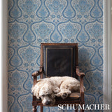 Paisley Court Blue by Schumacher East Meets West Collection Wallpaper – Schumacher 5012270