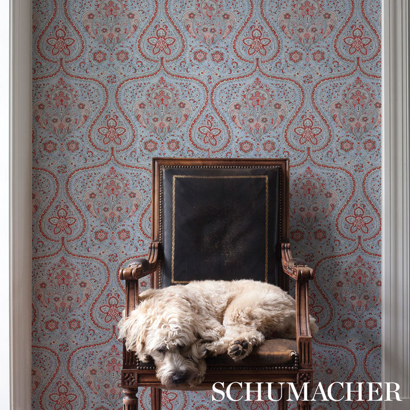 Paisley Court Chambray by Schumacher East Meets West Collection Wallpaper – Schumacher 5012271