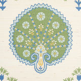 Chamba Crown Sisal Green Ottoman Fan Floral Wallpaper – Schumacher 5012280