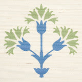 Chamba Crown Sisal Green Ottoman Fan Floral Wallpaper – Schumacher 5012280