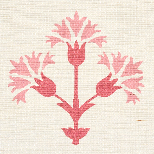 Chamba Crown Sisal Pink Ottoman Fan Floral Wallpaper – Schumacher 5012281