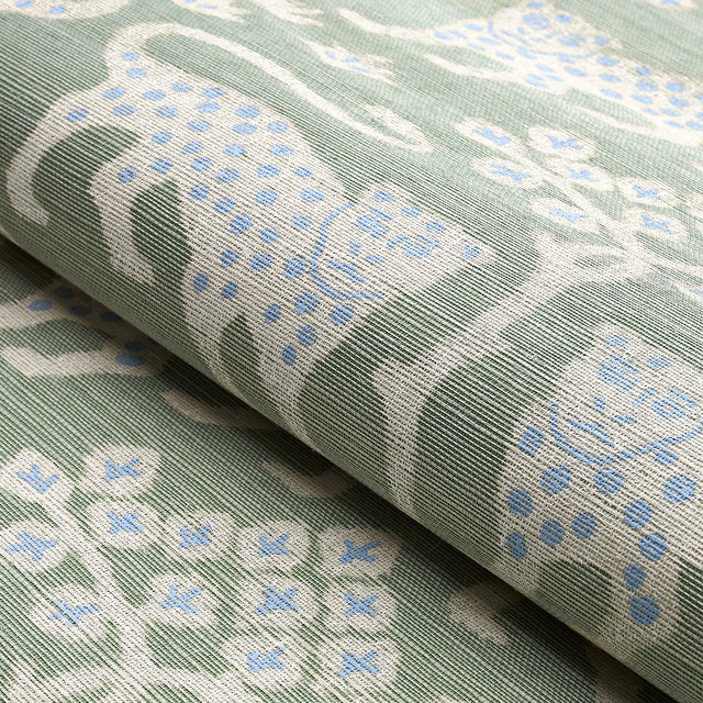 Woodland Leopard Sisal Seaglass by Schumacher Hand Screen Printed Wallpaper – Schumacher 5012300