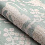 Woodland Leopard Sisal Waterblue by Schumacher Hand Screen Printed Wallpaper – Schumacher 5012301