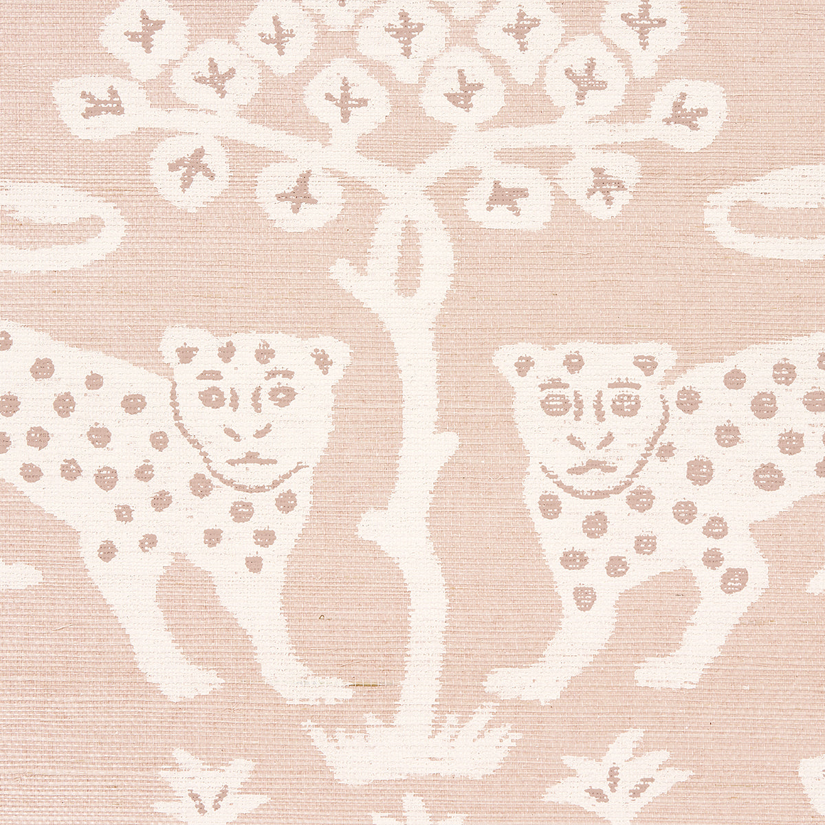 Woodland Leopard Sisal Petal by Schumacher Hand Screen Printed Wallpaper – Schumacher 5012302