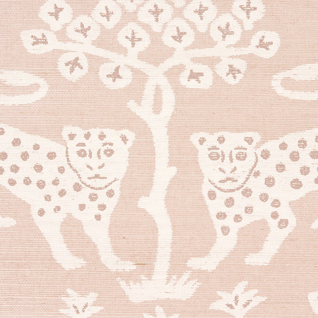 Woodland Leopard Sisal Petal by Schumacher Hand Screen Printed Wallpaper – Schumacher 5012302