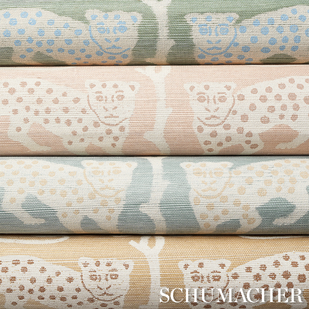 Woodland Leopard Sisal Petal by Schumacher Hand Screen Printed Wallpaper – Schumacher 5012302