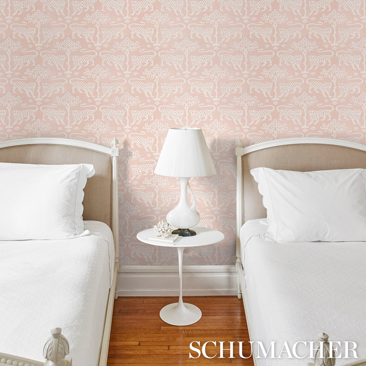 Woodland Leopard Sisal Petal by Schumacher Hand Screen Printed Wallpaper – Schumacher 5012302