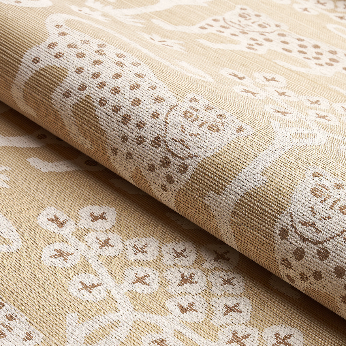 Woodland Leopard Sisal Oatmeal by Schumacher Hand Screen Printed Wallpaper – Schumacher 5012303