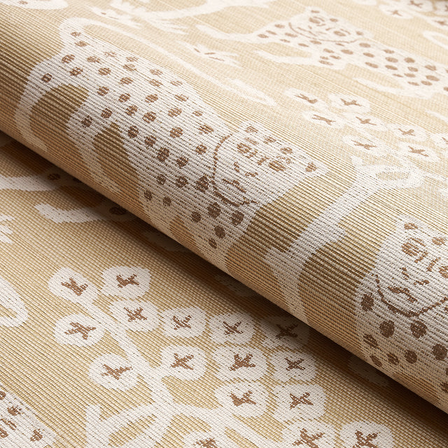 Woodland Leopard Sisal Oatmeal by Schumacher Hand Screen Printed Wallpaper – Schumacher 5012303