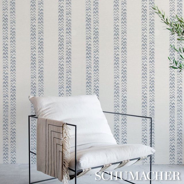 Kudu Stripe Slate by Schumacher Jacquard-Weave Wallpaper – Copacabana Collection 5012311