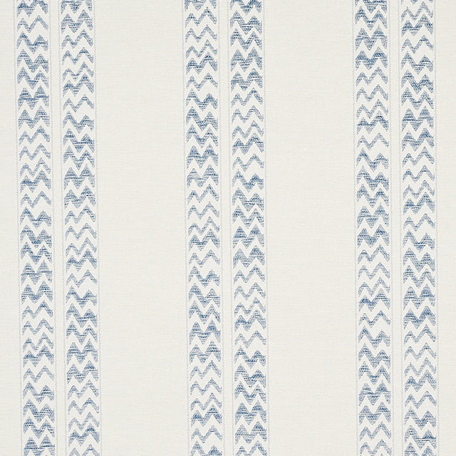 Kudu Stripe wallpaper in Slate by Schumacher, featuring alternating irregular stripes and chevrons with a jacquard weave texture.