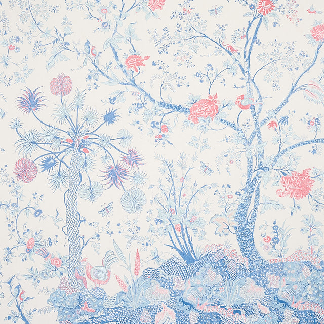 Amaltas Panel Set Blue & Red Scenic Botanical Wallpaper – Schumacher 5012330