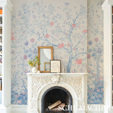 Amaltas Panel Set Blue & Red Scenic Botanical Wallpaper – Schumacher 5012330