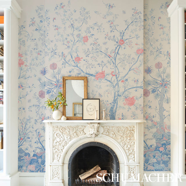 Amaltas Panel Set Blue & Red Scenic Botanical Wallpaper – Schumacher 5012330