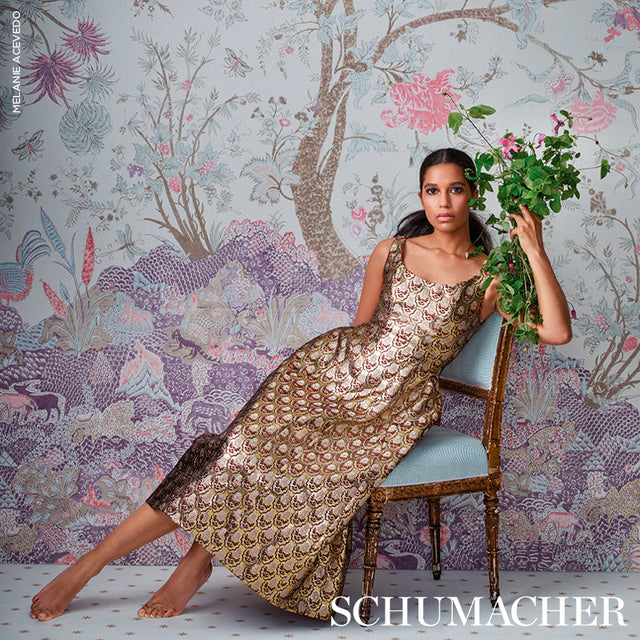 Amaltas Panel Set Document by Schumacher Exotic Floral and Animal Wall Mural – Schumacher 5012331