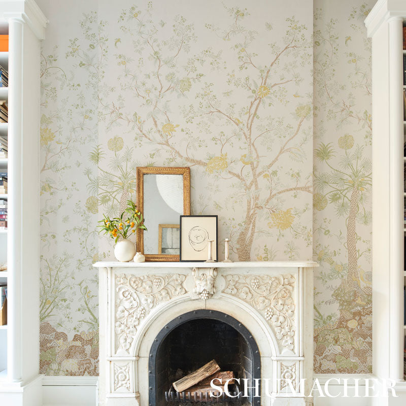 Amaltas Panel Set Green & Yellow Scenic Botanical Wallpaper – Schumacher 5012332