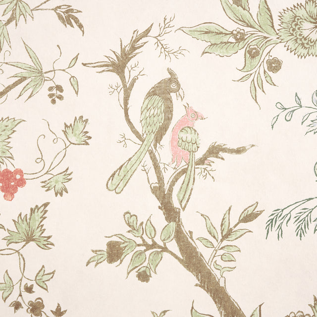 Amaltas Panel Set Green & Pink Exotic Floral Animal Scenic Wallpaper – Schumacher 5012333