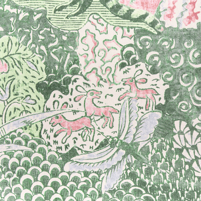 Amaltas Panel Set Green & Pink Exotic Floral Animal Scenic Wallpaper – Schumacher 5012333