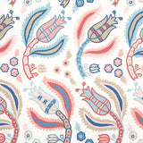 Malabar Vine Rose & Delft by Schumacher Ottoman-Inspired Floral Wallpaper – Schumacher 5012341