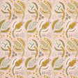 Malabar Vine blush wallpaper by Schumacher, Ottoman-inspired botanical pattern in pink, green, and gold.