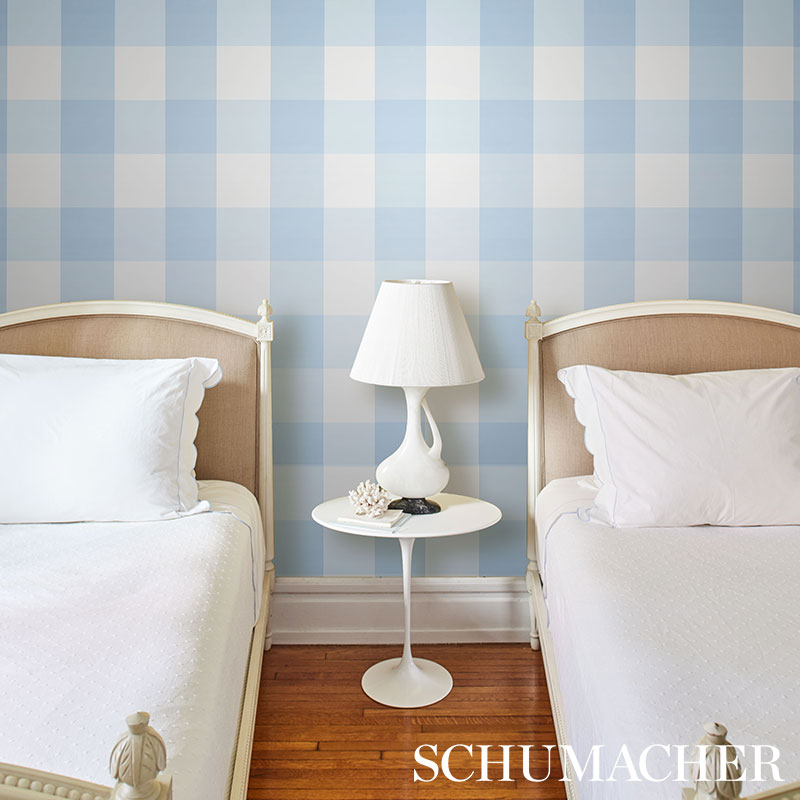 Willa Check Large Chambray Plaid Wallpaper by Schumacher – 5012350