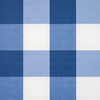 Willa Check Large navy blue and white oversized gingham plaid wallpaper by Schumacher, shown in room and detail views.