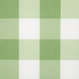 Willa Check Large in Leaf by Schumacher - large-scale green and white gingham plaid wallpaper, shown in styled and detail views.