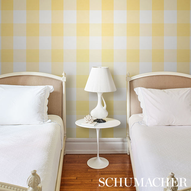 Willa Check Large Yellow Plaid Wallpaper by Schumacher – 5012353