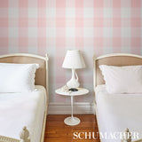Willa Check Large Pink by Schumacher Modern Gingham Plaid Wallpaper – Schumacher 5012354