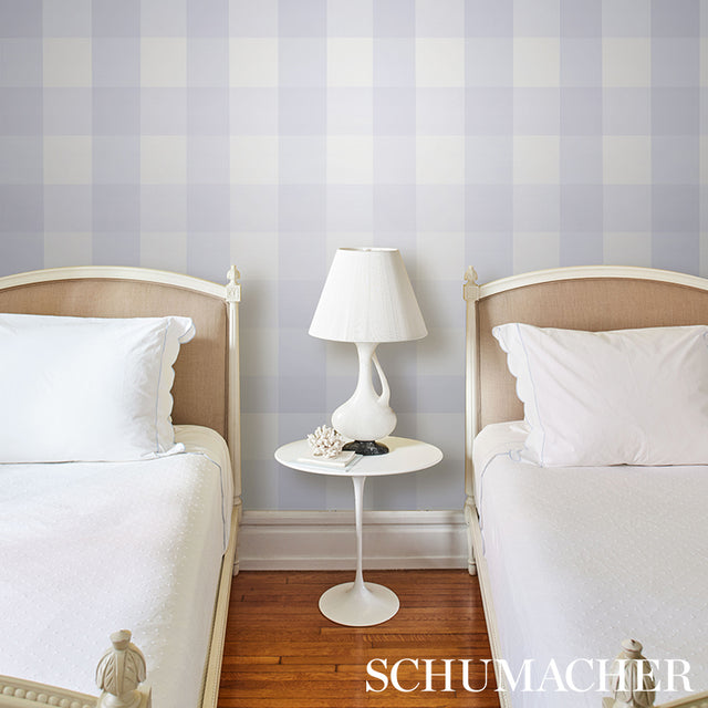 Willa Check Large Lavender by Schumacher Modern Gingham Plaid Wallpaper – Schumacher 5012355