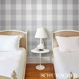Willa Check Large Grey by Schumacher Modern Gingham Plaid Wallpaper – Schumacher 5012357