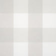 Willa Check Large in Birch by Schumacher - extra-large-scale gingham plaid wallpaper in neutral tones, shown in a styled bedroom setting.