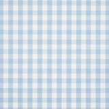 Willa Check Small wallpaper in Chambray blue and white, modern gingham plaid pattern, styled in a kitchen interior by Schumacher.