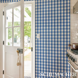 Willa Check Small Navy by Schumacher Modern Plaid Gingham Wallpaper – Schumacher 5012361