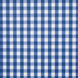 Willa Check Small navy blue gingham plaid wallpaper by Schumacher shown in close-up and installed in a kitchen setting.