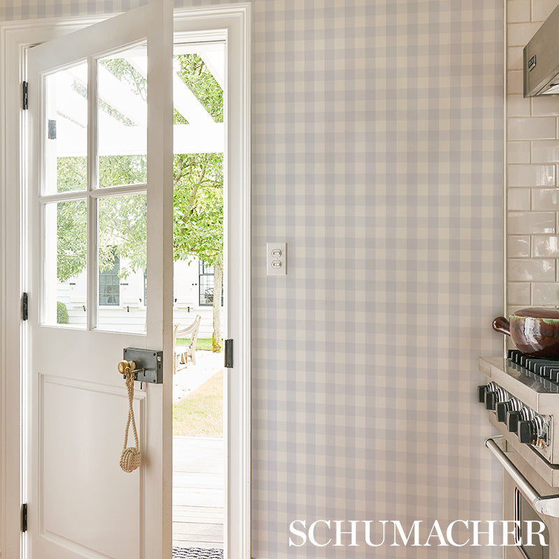 Willa Check Small Lavender Plaid Wallpaper by Schumacher – 5012365