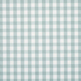 Willa Check Small wallpaper in Seaglass by Schumacher, a modern gingham plaid wallcovering in soft blue-green tones.