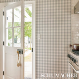 Willa Check Small Grey by Schumacher Modern Gingham Plaid Wallpaper – Schumacher 5012367