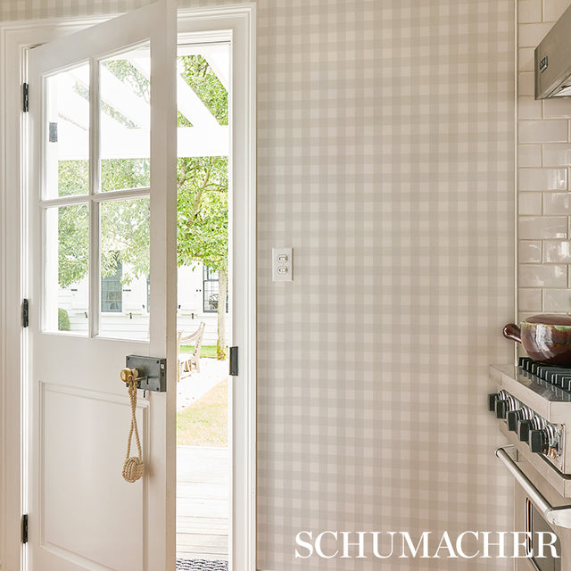 Willa Check Small Birch by Schumacher Modern Gingham Plaid Wallpaper – Schumacher 5012368