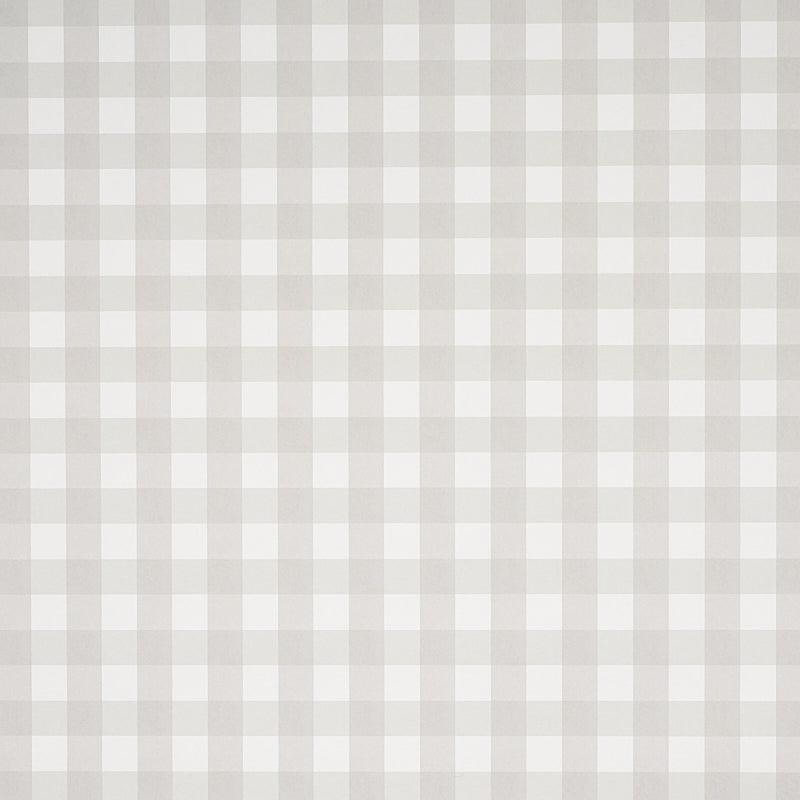 Willa Check Small Birch wallpaper by Schumacher, a modern gingham plaid wallcovering in neutral tones.