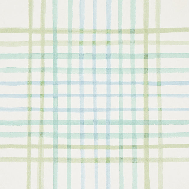 Minerva Plaid Peacock by Schumacher Watercolor Plaid Wallpaper – Schumacher 5012370
