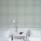 Minerva Plaid Peacock by Schumacher Watercolor Plaid Wallpaper – Schumacher 5012370