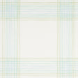 Minerva Plaid wallpaper in Peacock by Schumacher, a watercolor-effect plaid wallcovering in blue and green tones, shown in room and detail views.