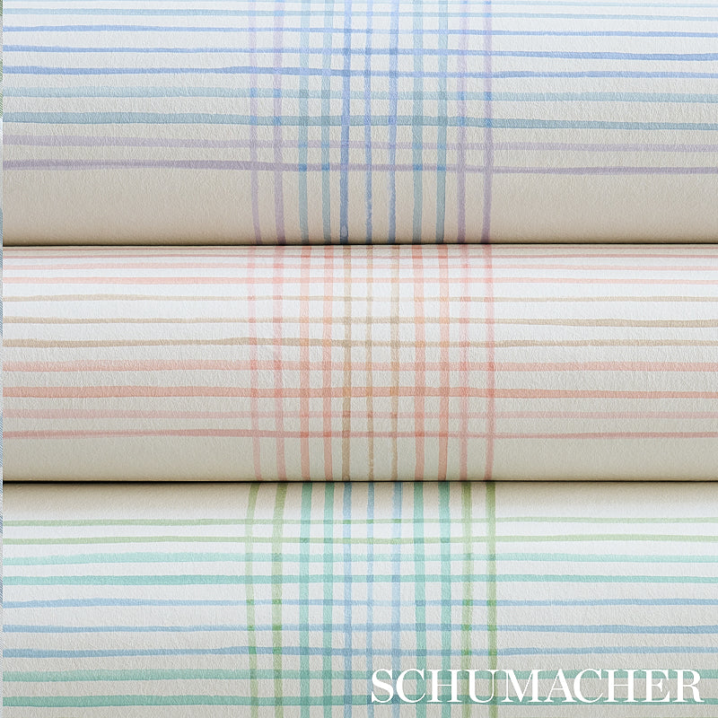 Minerva Plaid Hyacinth by Schumacher Soft Ombré Plaid Wallpaper – Schumacher 5012371