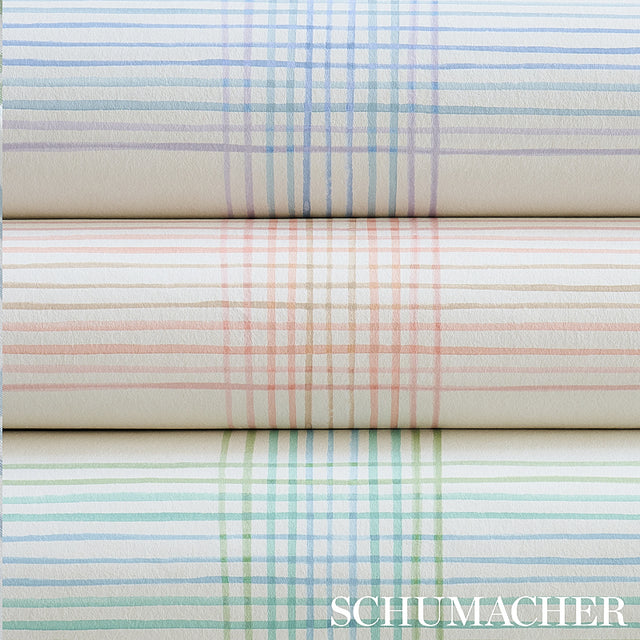 Minerva Plaid Hyacinth by Schumacher Soft Ombré Plaid Wallpaper – Schumacher 5012371