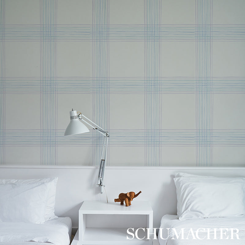 Minerva Plaid Hyacinth by Schumacher Soft Ombré Plaid Wallpaper – Schumacher 5012371