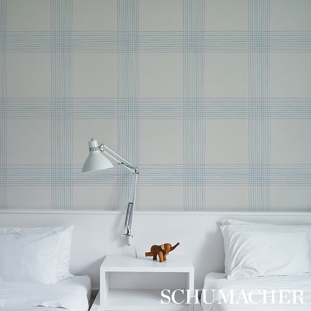 Minerva Plaid Hyacinth by Schumacher Soft Ombré Plaid Wallpaper – Schumacher 5012371