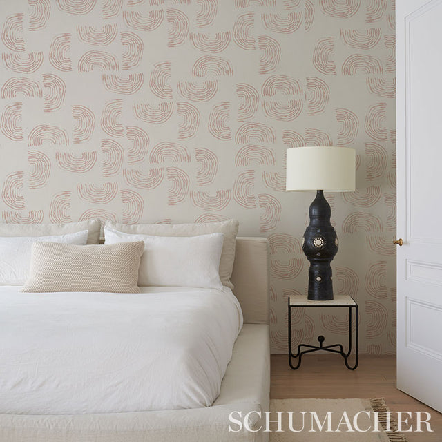 Quansoo Coral on Ivory by Caroline Z Hurley Modern Artistic Wallpaper – Schumacher 5012402