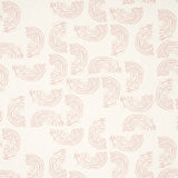 Quansoo wallpaper in coral on ivory by Caroline Z Hurley for Schumacher, featuring painterly rainbow-shaped curves.