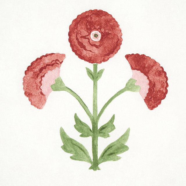 Saranda Flower Cardinal by Schumacher Painterly Floral Wallpaper – Schumacher 5012410